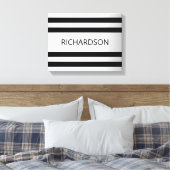 Tijdelijke Faux Silver Ombre Stripes & Black Canvas Afdruk (Insitu (Slaapkamer))