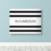 Tijdelijke Faux Silver Ombre Stripes & Black Canvas Afdruk (Insitu (Houten vloer))