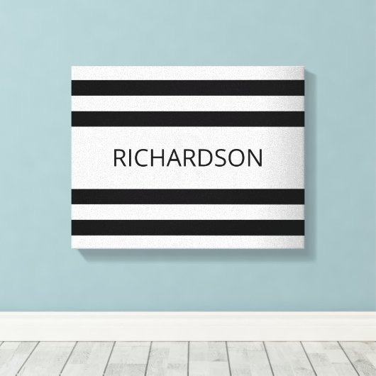 Tijdelijke Faux Silver Ombre Stripes & Black Canvas Afdruk (Insitu (Houten vloer))