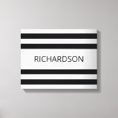 Tijdelijke Faux Silver Ombre Stripes & Black Canvas Afdruk (Voorkant)