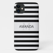 Tijdelijke Faux Silver Ombre Stripes & Black Case-Mate iPhone Case (Achterkant)