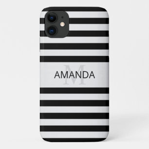 Tijdelijke Faux Silver Ombre Stripes & Black Case-Mate iPhone Case