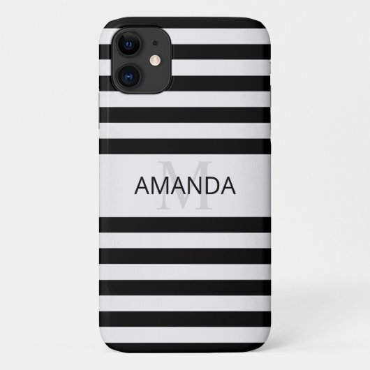 Tijdelijke Faux Silver Ombre Stripes & Black Case-Mate iPhone Case (Achterkant)