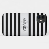 Tijdelijke Faux Silver Ombre Stripes & Black Case-Mate iPhone Case (Achterkant (horizontaal))