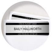 Tijdelijke Faux Silver Ombre Stripes & Black Etiket