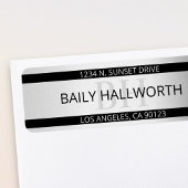 Tijdelijke Faux Silver Ombre Stripes & Black Etiket