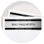 Tijdelijke Faux Silver Ombre Stripes & Black Etiket