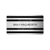 Tijdelijke Faux Silver Ombre Stripes & Black Etiket (Voorkant)