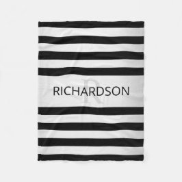 Tijdelijke Faux Silver Ombre Stripes & Black Fleece Deken