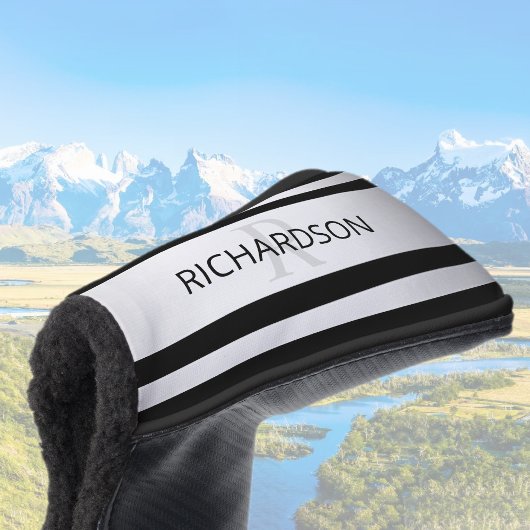 Tijdelijke Faux Silver Ombre Stripes & Black Golfheadcover
