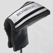 Tijdelijke Faux Silver Ombre Stripes & Black Golfheadcover (3/4 voorkant)