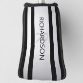 Tijdelijke Faux Silver Ombre Stripes & Black Golfheadcover (Draai 90)