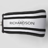 Tijdelijke Faux Silver Ombre Stripes & Black Golfheadcover (Voorkant)