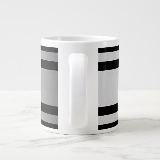Tijdelijke Faux Silver Ombre Stripes & Black Grote Koffiekop (Achterkant)