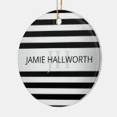 Tijdelijke Faux Silver Ombre Stripes & Black Keramisch Ornament (Links)