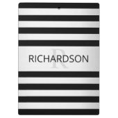 Tijdelijke Faux Silver Ombre Stripes & Black Klembord (Achterkant)