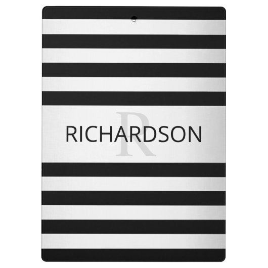 Tijdelijke Faux Silver Ombre Stripes & Black Klembord (Achterkant)