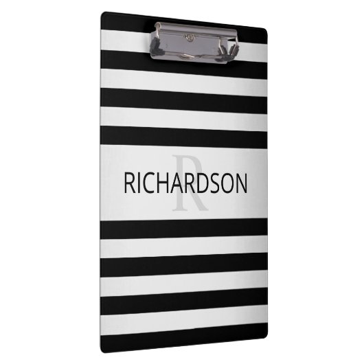 Tijdelijke Faux Silver Ombre Stripes & Black Klembord (Rechts)