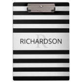 Tijdelijke Faux Silver Ombre Stripes & Black Klembord (Voorkant)