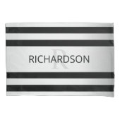 Tijdelijke Faux Silver Ombre Stripes & Black Kussensloop (Voorkant-Links)