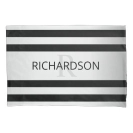 Tijdelijke Faux Silver Ombre Stripes & Black Kussensloop