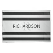 Tijdelijke Faux Silver Ombre Stripes & Black Kussensloop (Voorkant-Rechts)