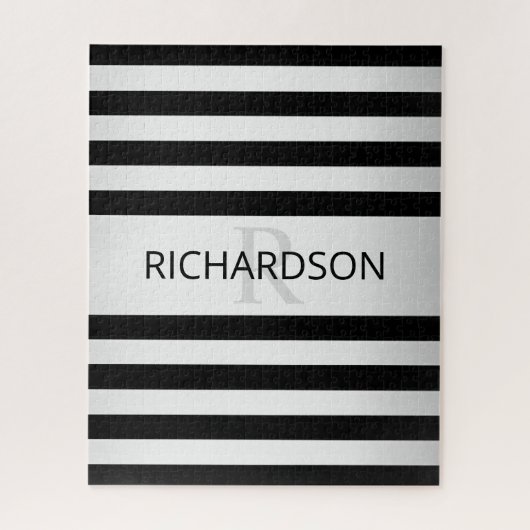 Tijdelijke Faux Silver Ombre Stripes & Black Legpuzzel (Verticaal)