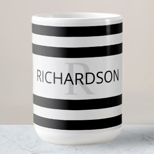 Tijdelijke Faux Silver Ombre Stripes & Black Magische Mok