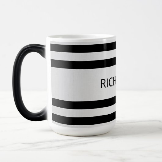 Tijdelijke Faux Silver Ombre Stripes & Black Magische Mok (Links)