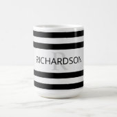 Tijdelijke Faux Silver Ombre Stripes & Black Magische Mok (Midden)