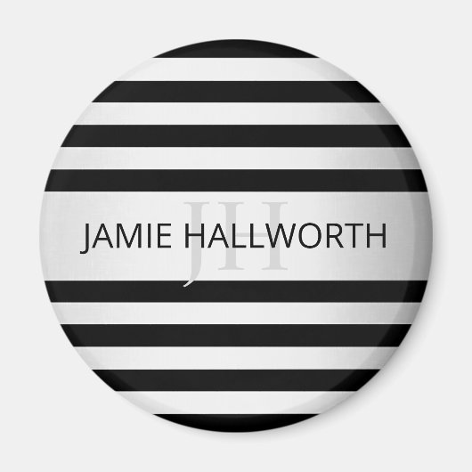 Tijdelijke Faux Silver Ombre Stripes & Black Magneet (Voorkant)