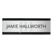 Tijdelijke Faux Silver Ombre Stripes & Black Naambadge (Voorkant)