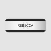 Tijdelijke Faux Silver Ombre Stripes & Black Naamplaatje (Voorkant)