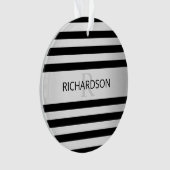 Tijdelijke Faux Silver Ombre Stripes & Black Ornament (voorkant)