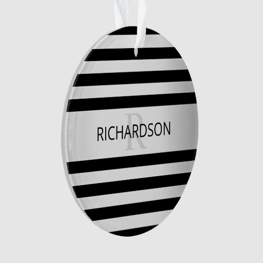 Tijdelijke Faux Silver Ombre Stripes & Black Ornament (voorkant)