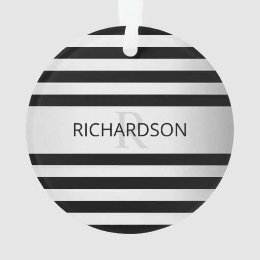 Tijdelijke Faux Silver Ombre Stripes & Black Ornament (achterkant)