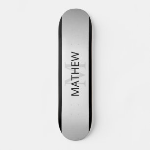 Tijdelijke Faux Silver Ombre Stripes & Black Persoonlijk Skateboard