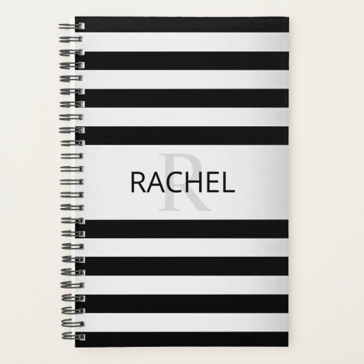 Tijdelijke Faux Silver Ombre Stripes & Black Planner (Voorkant)