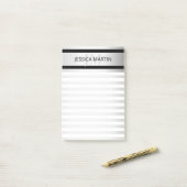 Tijdelijke Faux Silver Ombre Stripes & Black Post-it® Notes (Op bureau)