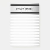 Tijdelijke Faux Silver Ombre Stripes & Black Post-it® Notes (Voorkant)