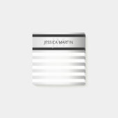 Tijdelijke Faux Silver Ombre Stripes & Black Post-it® Notes (Voorkant)