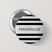 Tijdelijke Faux Silver Ombre Stripes & Black Ronde Button 5,7 Cm (Voorkant /achterkant)