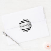 Tijdelijke Faux Silver Ombre Stripes & Black Ronde Sticker (Envelop)