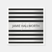 Tijdelijke Faux Silver Ombre Stripes & Black Servet (Voorkant)