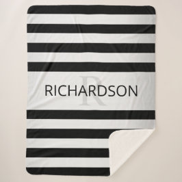 Tijdelijke Faux Silver Ombre Stripes & Black Sherpa Deken