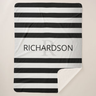 Tijdelijke Faux Silver Ombre Stripes & Black Sherpa Deken