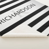 Tijdelijke Faux Silver Ombre Stripes & Black Sherpa Deken (3/4)