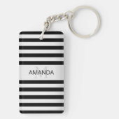 Tijdelijke Faux Silver Ombre Stripes & Black Sleutelhanger (achterkant)