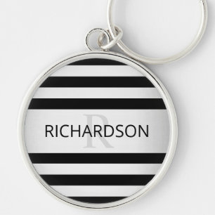 Tijdelijke Faux Silver Ombre Stripes & Black Sleutelhanger