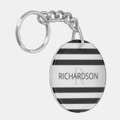 Tijdelijke Faux Silver Ombre Stripes & Black Sleutelhanger (Voorkant Links)